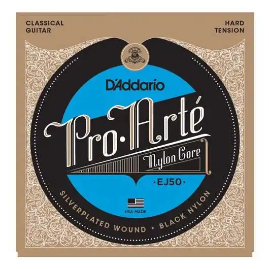 D'Addario EJ50 Pro-Arté Black Nylon, Hard Tension Takım Tel - Klasik Gitar Teli
